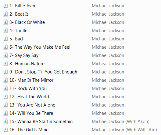 Michael Jackson - TrackList