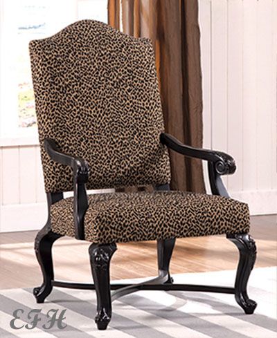 Accent Chairs on Ashland Leopard Print Fabric Espresso Wood Accent Chair   Ebay