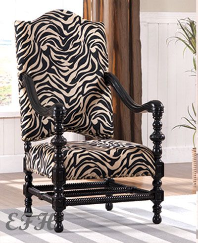 Zebra Chair on Lucille Zebra Fabric Espresso Wood Accent King Chair   Ebay