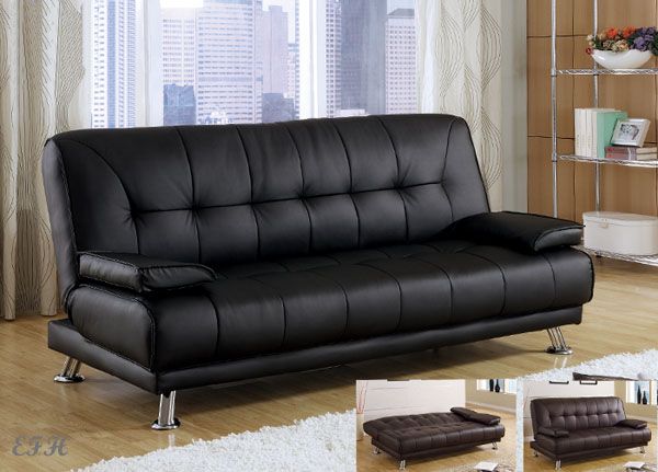 NEW BENSON BLACK OR BROWN BYCAST LEATHER FUTON SOFA BED | EBay