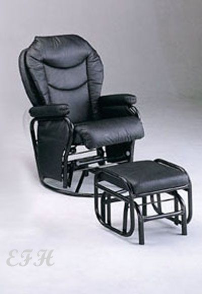 Rocker Glider Chairs on Alberto Black Rocker   Glider Swivel Chair W  Ottoman   Ebay