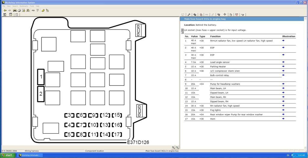 1999 Saab Fuse Diagram