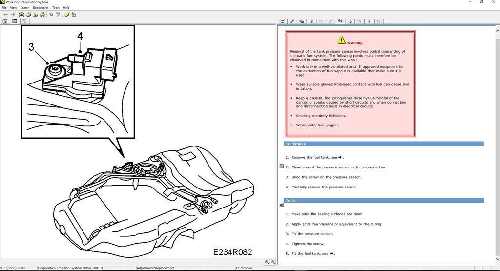 Saab 95 Aero 2000/2001 model EVAP Sensor / Fuel pressure sensor