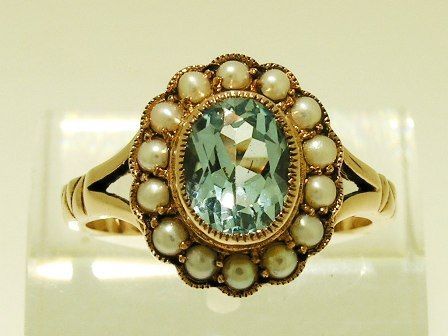 9ct Solid Rose Gold NATURAL Topaz & Pearl Cluster Ring - Picture 1 of 1