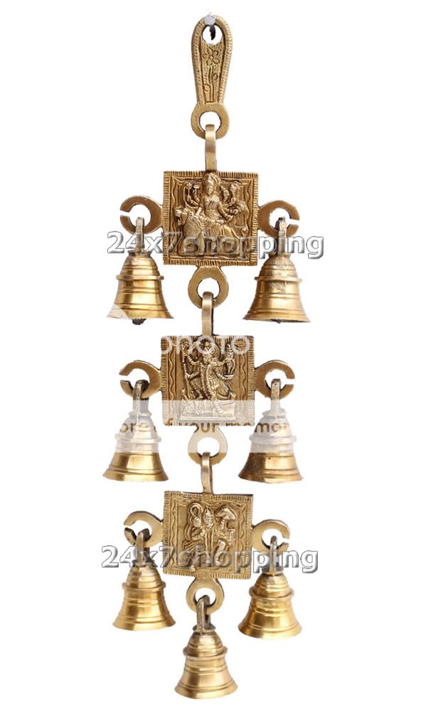 12 Brass Crafted Durga, Kali & Hanuman Door Bells~New  