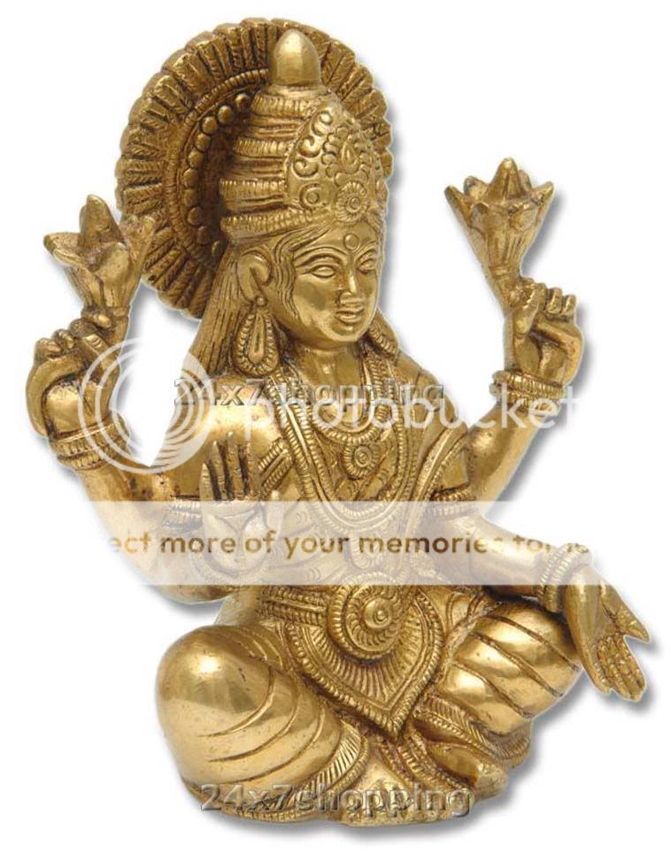 Beautiful Brass Maa Lakshmi Figurine Goddess of Money & Wealth 