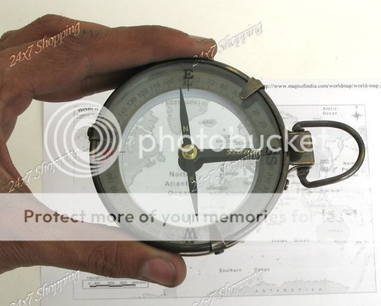 Pirate Map Reader Compass Glass Lens Top Marine Ship  