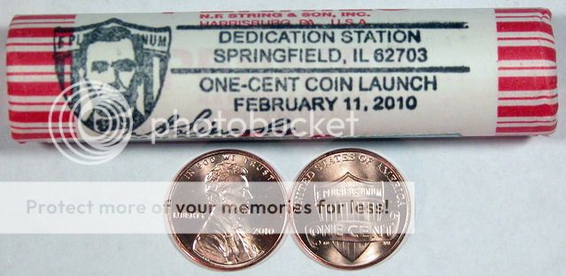 2010 P Lincoln Shield Cent Stamped /& Cancelled Roll SPRINGFIELD IL Dedication