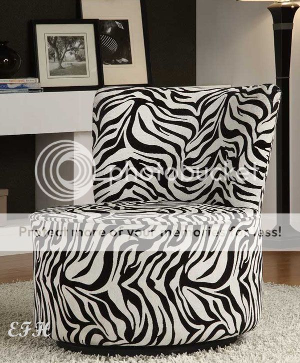 EASTON WILD ZEBRA PATTERN SWIVEL LOUNGE ACCENT CHAIR  