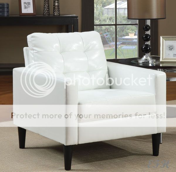 New Balin Contemporary Espresso or White Bycast Leather Tufted Accent Chair