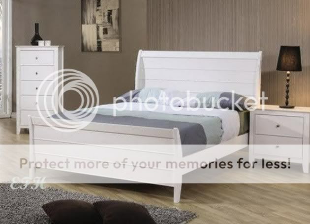 New Modern White Finish Wood Sleigh Full Bed