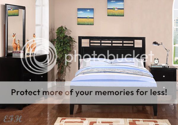 New 4pc Menno Contemporary Black Finish Wood Twin or Full Size Bedroom Set