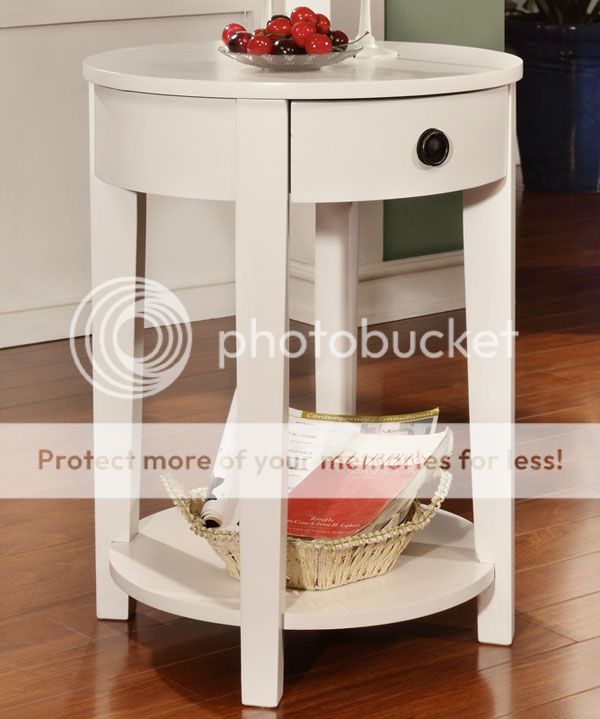 New Asbury Cherry Black White Finish Wood Round Night Stand Accent End Table