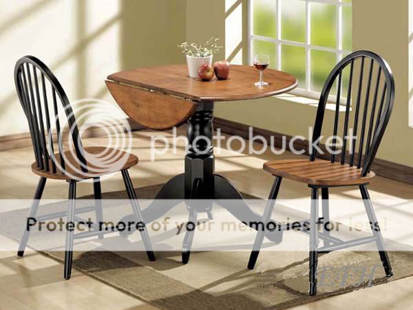 New 3pc Black Cherry Wood Round Dinette Table Set