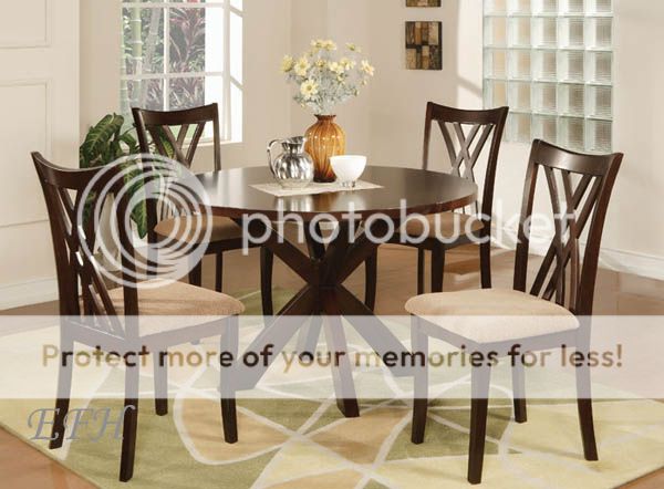 5PC RUBY CONTEMPORARY ESPRESSO WOOD DINING TABLE SET  