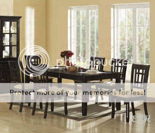 NEW MODERN BALDWIN 7PC CAPPUCCINO WOOD DINING TABLE SET  