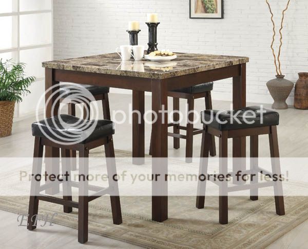 New 5pc Sofie Dark Cherry Wood Counter Dining Table Set