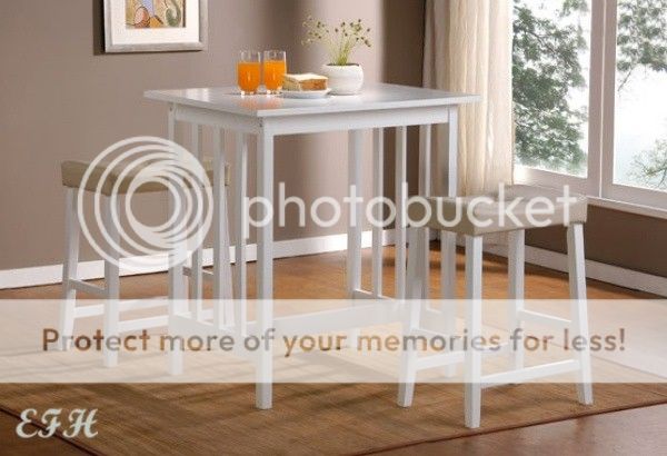 New 3pc White Breakfast Kitchen Wood Dining Table Set