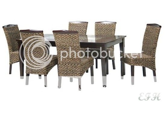 7pc Batu Glass Insert Espresso Wood Dining Table Set