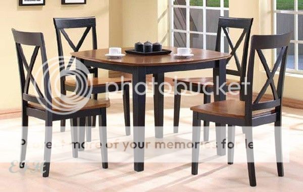 New Contemporary 5pc Square Two Tone Dining Table Set