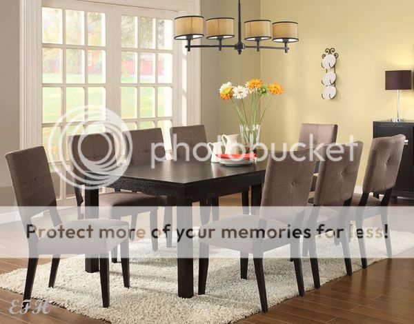 New Contemporary 9pc Bay Side Espresso Finish Wood Rectangle Dining Table Set