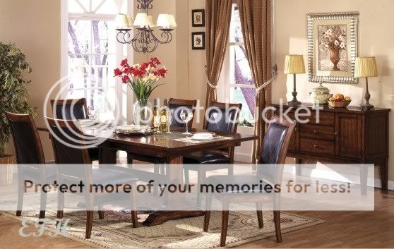 NEW 7 PC TOBACCO OAK WOOD DINING TABLE SET SLATE TOP  