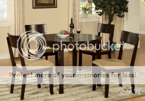 5pc Dark Walnut Carved Wood Dining Table Set