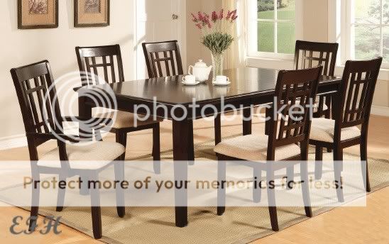 New Colton 7pc Modern Dark Cherry Wood Dining Table Set