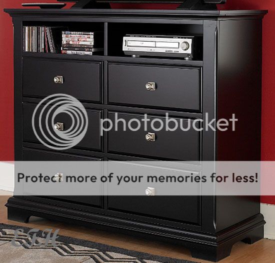 New Preston Black Finish Wood Media TV Stand Chest Console Drawer Cabinet