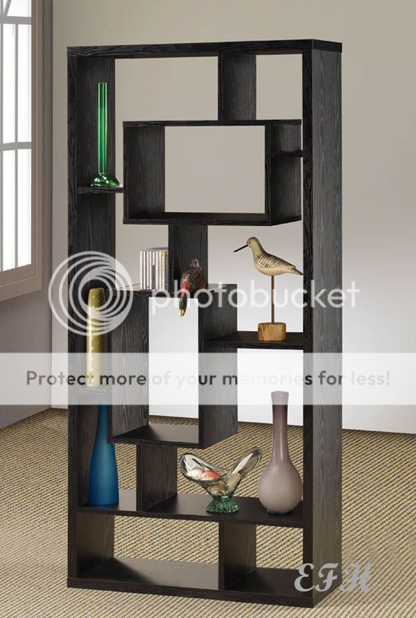 MODERN BLACK WOOD DISPLAY CABINET WALL UNIT BOOKCASE  