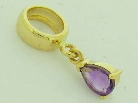 GENUINE 9ct Solid Yellow Gold Bead with NATURAL Amethyst Drop/ Dangle