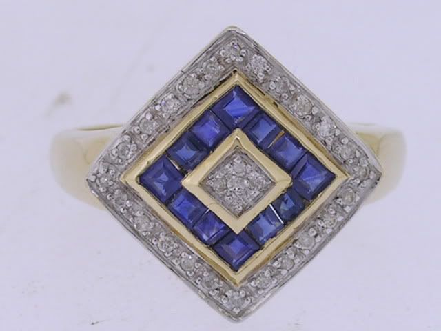   sapphire diamond target ring crafted from solid 9ct yellow gold